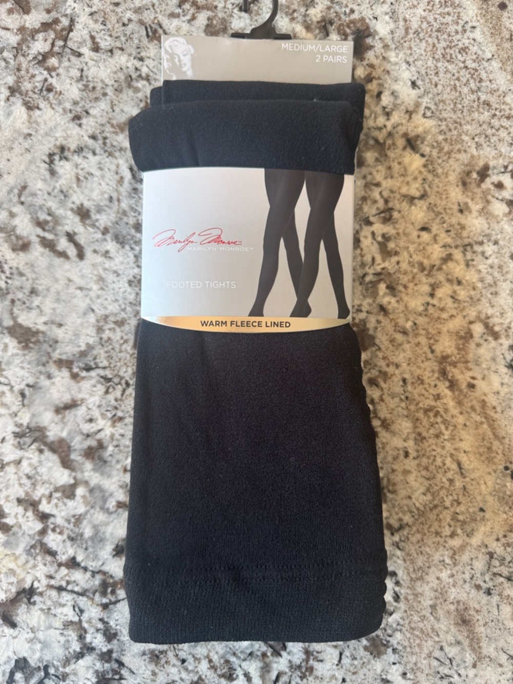 Marilyn Monroe Black Fleece-Lined Footed Tights - 2 Pair Pack